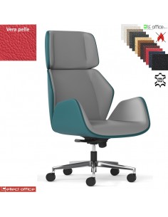 Haiku Poltrona direzionale con oscillante multiblock base alluminio VERA PELLE