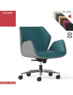 Haiku Poltrona semi-direzionale con oscillante multiblock base alluminio VERA PELLE