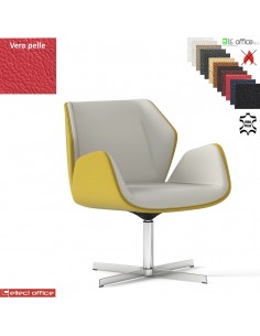 Haiku Poltrona semi-direzionale girevole base 4 razze alluminio VERA PELLE