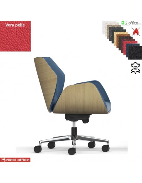 Haiku Wood Poltrona semi-direzionale con oscillante multiblock base alluminio VERA PELLE