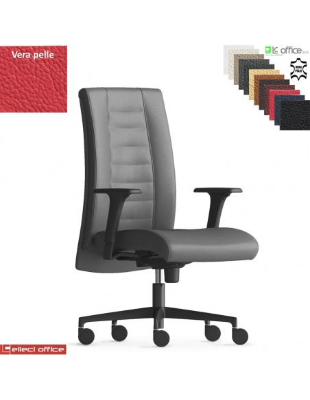 TAIT Poltrona semi direzionale mov. sincro multiblock braccioli regol. nylon pad scorrevole base nylon VERA PELLE