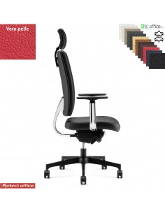 Progress Poltrona direzionale movimento sincro antishock braccioli regolabili cromati base nylon VERA PELLE