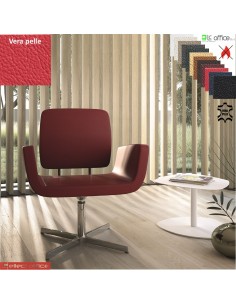 MONET Poltrona girevole base a 4 razze in alluminio rivestimento VERA PELLE