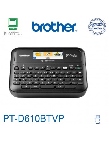 Brother PT-D610BTVP: etichettatrice professionale, stampa fino a 24 mm, display LCD, connettività Bluetooth.