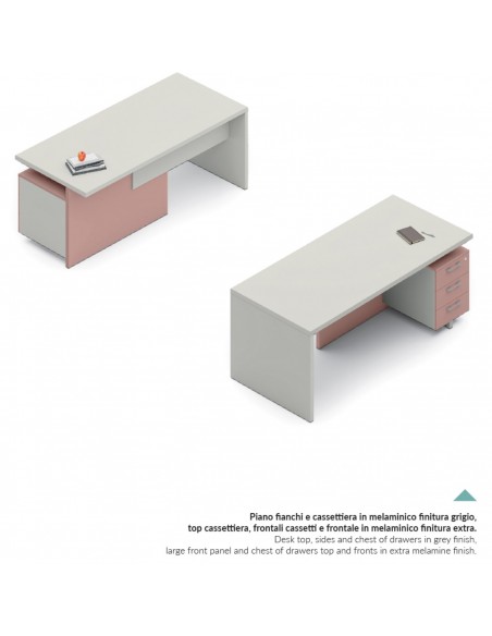 SCRIVANIA direzionale ROYAL con CASSETIERE struttura melaminico - Seipo RY.015X DESTRO e sisnistro