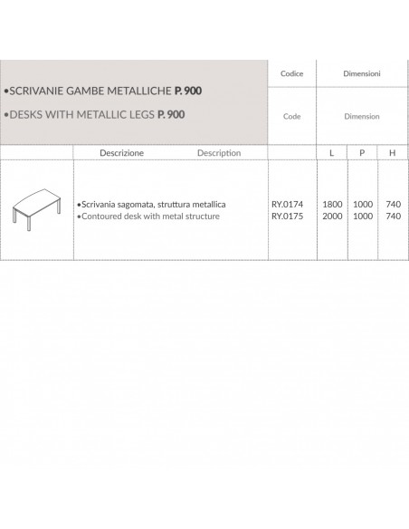SCRIVANIA direzionale ROYAL con struttura metallico - Seipo RY.0171 2 3 SCHEDA SCRIVANIA direzionale ROYAL con struttura metallico - Seipo RY.0171 2 3 SCHEDA