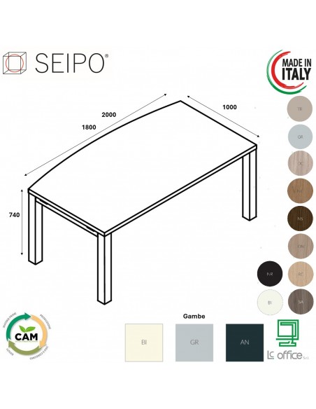 SCRIVANIA direzionale ROYAL sagomata con struttura metallico - Seipo RY.0174 5 SCRIVANIA direzionale ROYAL sagomata con struttura metallico - Seipo RY.0174 5