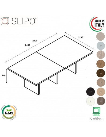 TAVOLO RIUNIONE ROYAL composto 2 elementi in melaminico - Seipo RY.0206 7 TAVOLO RIUNIONE ROYAL composto 2 elementi in melaminico - Seipo RY.0206 7