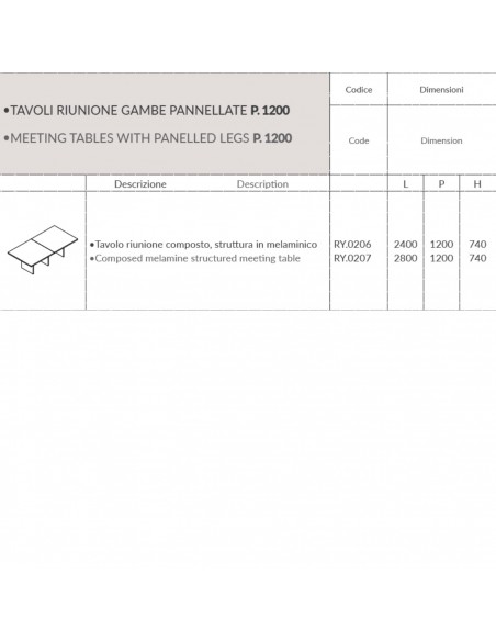 TAVOLO RIUNIONE ROYAL composto 2 elementi in melaminico - Seipo RY.0206 RY.0207 TAVOLO RIUNIONE ROYAL composto 2 elementi in melaminico - Seipo RY.0206 RY.0207