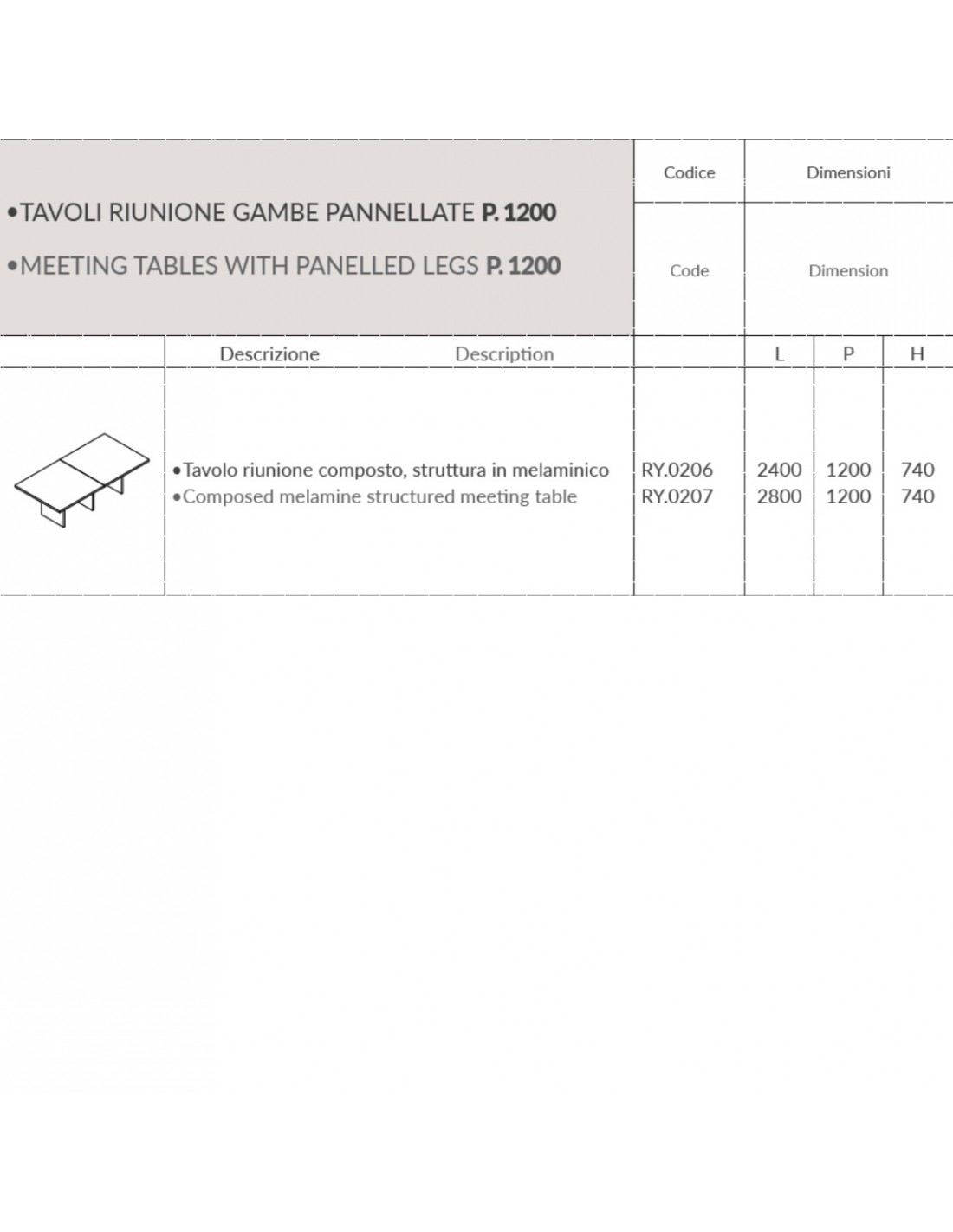 TAVOLO RIUNIONE ROYAL composto 2 elementi in melaminico - Seipo RY.0206 RY.0207 TAVOLO RIUNIONE ROYAL composto 2 elementi in melaminico - Seipo RY.0206 RY.0207