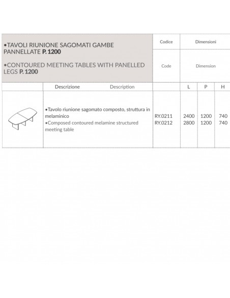 TAVOLO RIUNIONE ROYAL composto sagomato 2 elementi in melaminico - Seipo RY.0211 12 schede TAVOLO RIUNIONE ROYAL composto sagomato 2 elementi in melaminico - Seipo RY.0211 12 schede