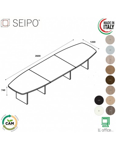 TAVOLO RIUNIONE ROYAL composto 3 elementi in melaminico - Seipo composizione n°9 TAVOLO RIUNIONE ROYAL composto 3 elementi in melaminico - Seipo composizione n°9