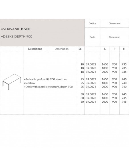 Bridge scrivania operativa lineare struttura metallica a ponte Seipo BR.0072 scheda