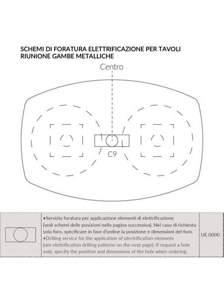 Schemo per fori elettrificazione tavolo riunione Seipo