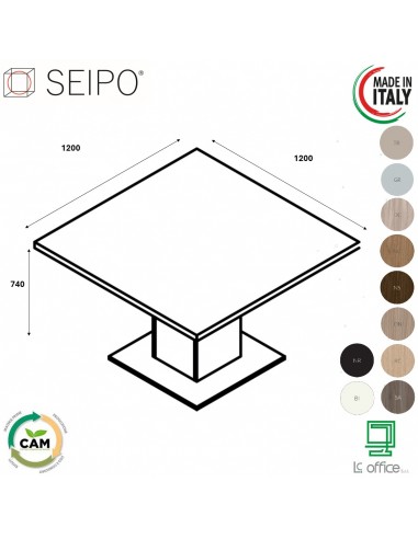 TAVOLO RIUNIONE ROYAL piano e gamba quadrati in melaminico - Seipo RY.0300