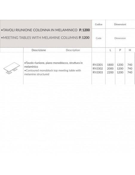 TAVOLO RIUNIONE ROYAL piano composto 2 pezzi e gambe quadrate in melaminico - Seipo RY.0304 5
