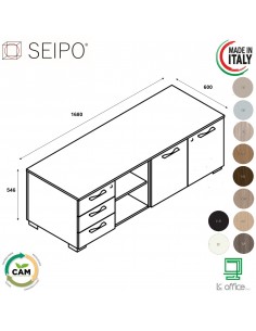CASSETTIERA ROYAL di servizio o 2 vani con ante 1 vano a giorno 1 CASSETTIERE   - SIEPO Compo 3