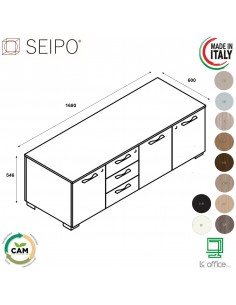 CASSETTIERA ROYAL di servizio 3 vani con ante 1 vano cassettiere  - Compo 7