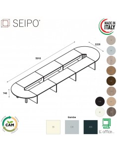 TAVOLO RIUNIONE ROYAL 20 POSTI composto - Seipo composizione N°13