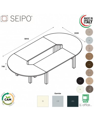 AVOLO RIUNIONE ROYAL 8 POSTI composto ovale - Seipo composizione N°16