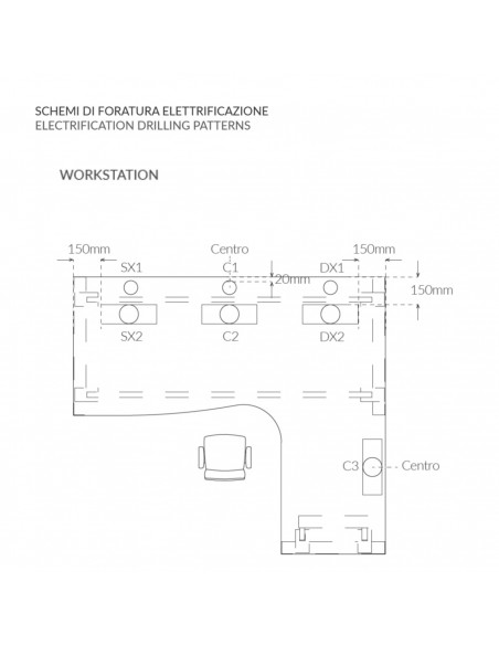 Workstation DX-SX da 1600 struttura 
metallica BR.0152 FORI
