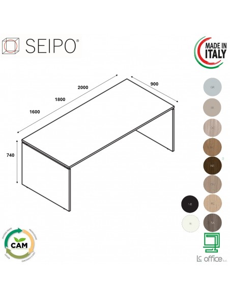 Panel scrivania P.900, struttura in melaminico Seipo PA.1016 7 8