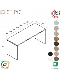 Panel Scrivania P.600 struttura in melaminico Seipo PA.1501 2 3 4