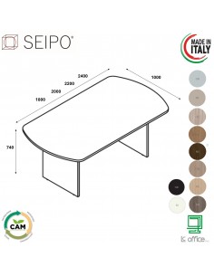 Panel Tavolo riunione ovale P. 1000, piano monoblocco,  struttura in melaminico PA.0722 3 4 5