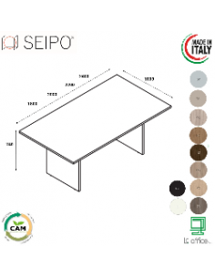 Panel Tavolo riunione P.1000, piano monoblocco, struttura  in melaminico Seipo PA.0700 1 2 3