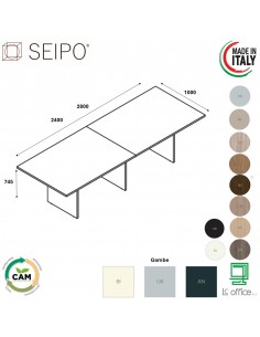 Panel tavolo riunione P.1200, piano due pezzi, struttura in  melaminico Seipo PA.0707 8