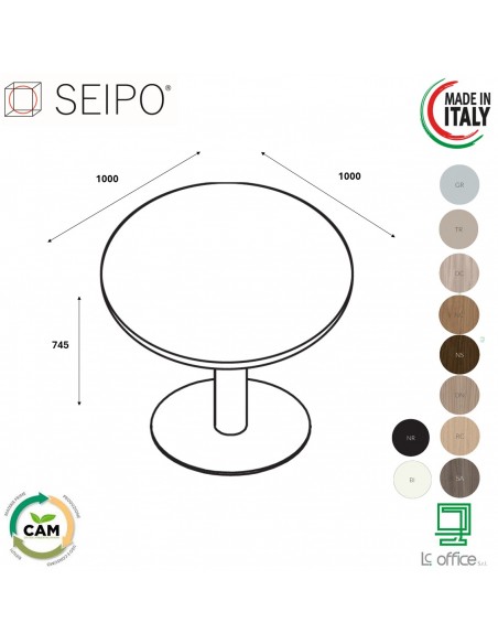 Panel Tavolo riunione diametro P.1000, colonna e  base tonda Seipo PA.0787
