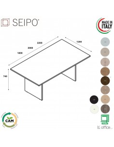 Panel tavolo riunione P.1200, piano monoblocco, struttura  in melaminico Seipo PA.0704 5 6