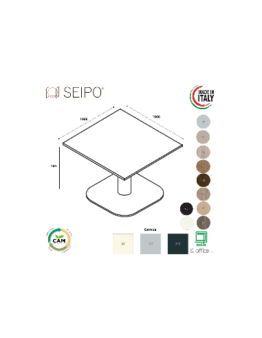 Panel Tavolo riunione p.1000, colonna e base  quadra Seipo PA.0770