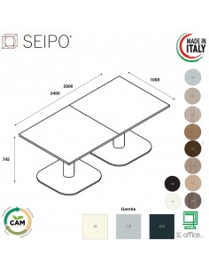 Panel Tavolo riunione p. 1000, piano due pezzi,  colonna e base quadra Seipo PA.0779 80