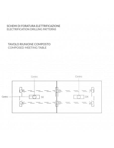 tavolo riunione P. 1200, piano due pezzi,  struttura metallica a ponte Seipo BR.0716 7  FORI