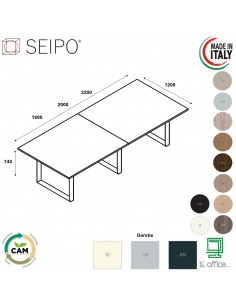 RING tavolo riunione P. 1200, piano due pezzi,  struttura metallica a ponte Seipo RN.0716 17