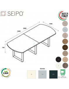 RING tavolo riunione ovale P. 1200, piano  due pezzi, struttura metallica a ponte Seipo RN.0756 57
