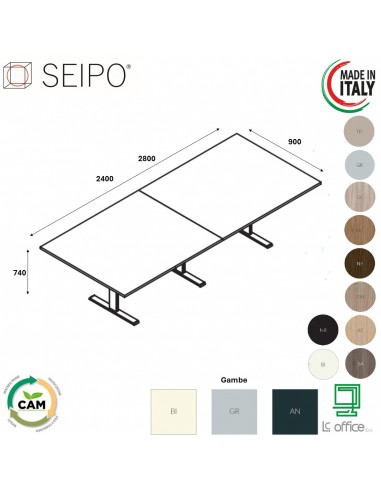 T-LEG tavolo riunione LINEARE P. 900 composto 2 pezzi struttura metallica gambe a T Seipo TL.0803 04