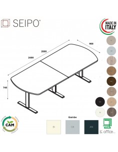 T-LEG tavolo riunione OVALE P. 900 composto 2 pezzi struttura metallica gambe a T Seipo TL.0813 14