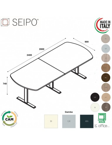 T-LEG tavolo riunione OVALE P. 900 composto 2 pezzi struttura metallica gambe a T Seipo TL.0813 14