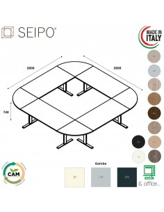 T-LEG tavolo riunione DIREZIONALE composto struttura metallica gambe a T Seipo COMPO 5