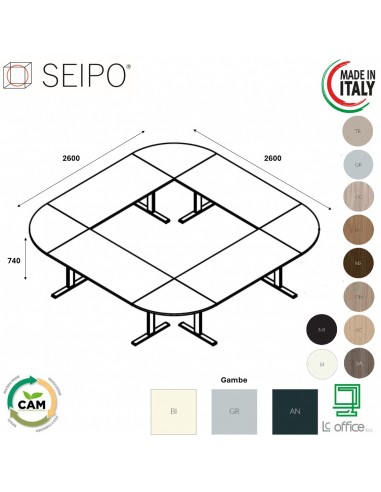 T-LEG tavolo riunione DIREZIONALE composto struttura metallica gambe a T Seipo COMPO 5