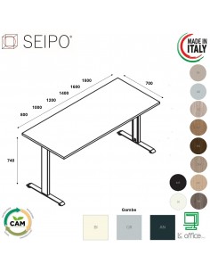 T-LEG tavolo riunione LINEARE P. 700 monobloco struttura metallica gambe a T Seipo TL.0890 91 92 93 94 95