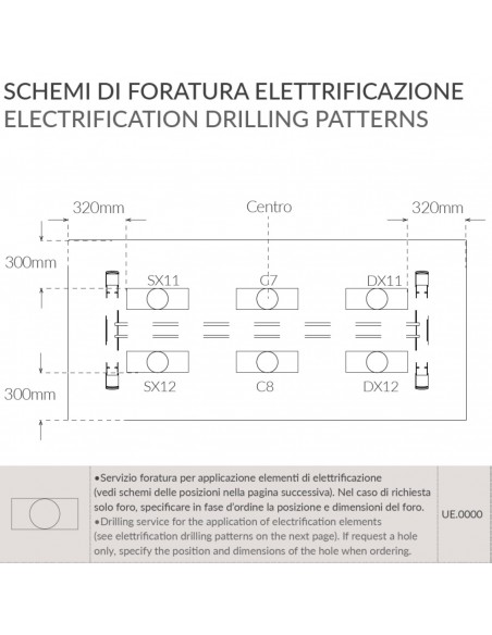 punti forature eletrificazione tavolo riunione T-Leg Seipo