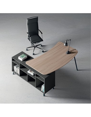 VERTEX scrivania piano sagomata in melaminico con mobile portante Seipo - VX.0016 17 18 VX.0036 DX