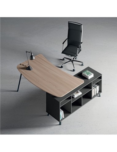 VERTEX scrivania piano sagomata in melaminico con mobile portante Seipo - VX.0016 17 18 VX.0036 SX IMG