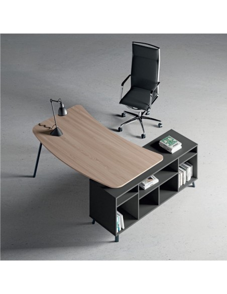 VERTEX scrivania piano sagomata in melaminico con mobile portante Seipo - VX.0016 17 18 VX.0036 SX IMG