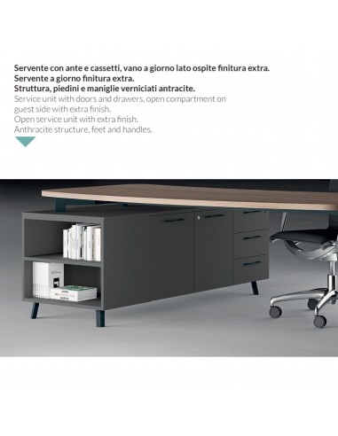 VERTEX scrivania piano sagomata in melaminico con mobile portante Seipo - VX.0016 17 18 VX.0041 DX IMG
