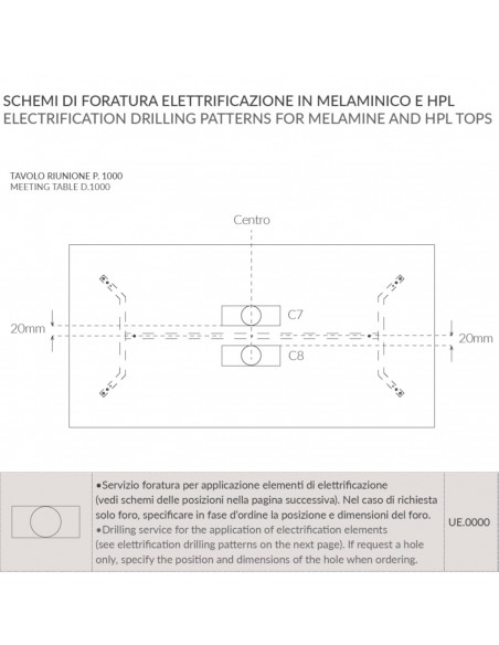 schema per fori eletrificazione tavolo riunione SEIPO Vertex