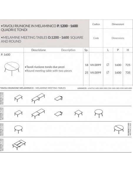 VERTEX Tavolo riunione piano in melaminico ROTONDA diametro 1600 Seipo - VX.0099 IMG